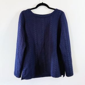 Talbots Navy Crewneck Textured Sweatshirt